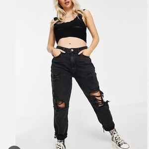 Garage | Black Highrise Mom Ankle Distressed Jeans Size 5